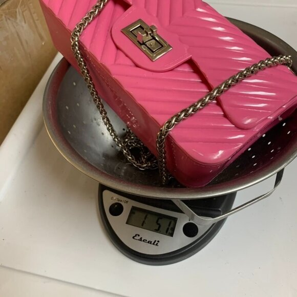 Forever 21 Purse Pink Barbie Core Crossbody Bag Small Mini Plastic with Chain - Picture 9 of 9